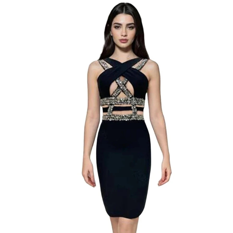 Beaded Crystal Bandage Dress