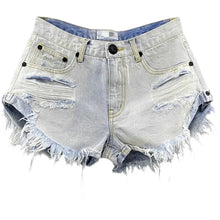 Load image into Gallery viewer, Distressed Mini Denim Shorts
