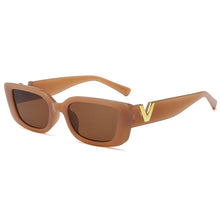 Load image into Gallery viewer, Gold V Rectangle Sunglasses
