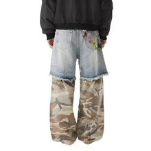 Load image into Gallery viewer, Camo Patch Wide Leg Denim Jeans
