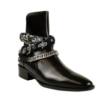 Load image into Gallery viewer, Shiny Bandana Chain Ankle Boots
