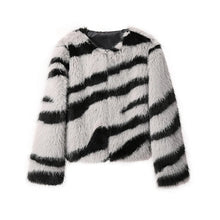 Load image into Gallery viewer, Short Zebra Fur Coat
