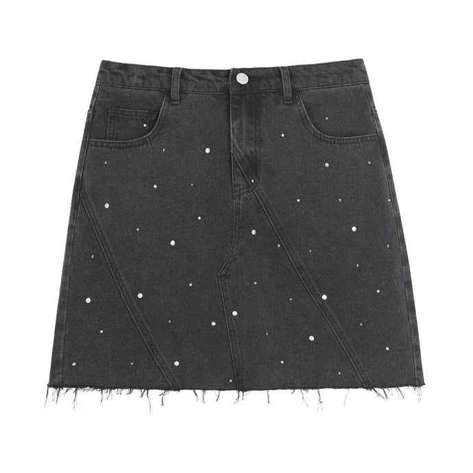 Black Rivet Denim Skirt-Modern Baby Las Vegas