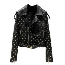 Load image into Gallery viewer, Heart-Shaped Rivet Leather Jacket
