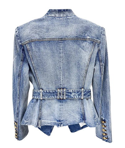 Gold Button Denim Jacket-Modern Baby Las Vegas