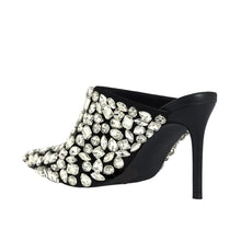 Load image into Gallery viewer, Black Crystal Stiletto Mules
