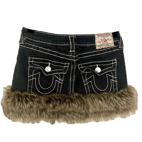 Fur Denim Bottom Skirt