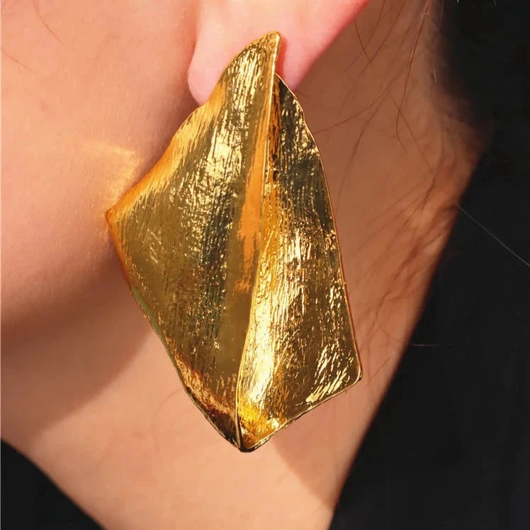 Leaf-shaped Textured Earrings