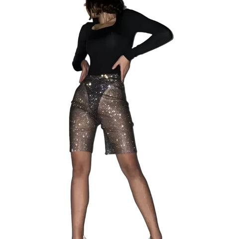 Mesh Rhinestone Shorts-Modern Baby Las Vegas