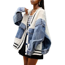 Load image into Gallery viewer, Varsity Denim Patch Cardigan-Modern Baby Las Vegas

