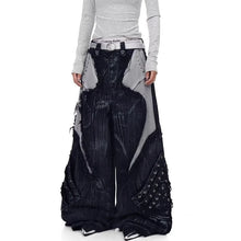 Load image into Gallery viewer, Patch Grommet Wide Leg Denim Jeans
