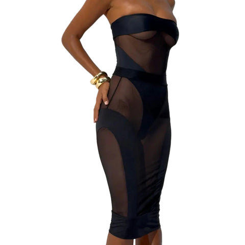 Patch Mesh Dress Set