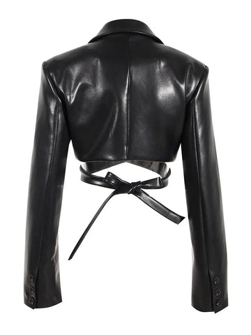 Wrap Leather Crop Top-Modern Baby Las Vegas