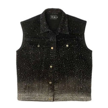 Load image into Gallery viewer, Silver Studded Denim Vest
