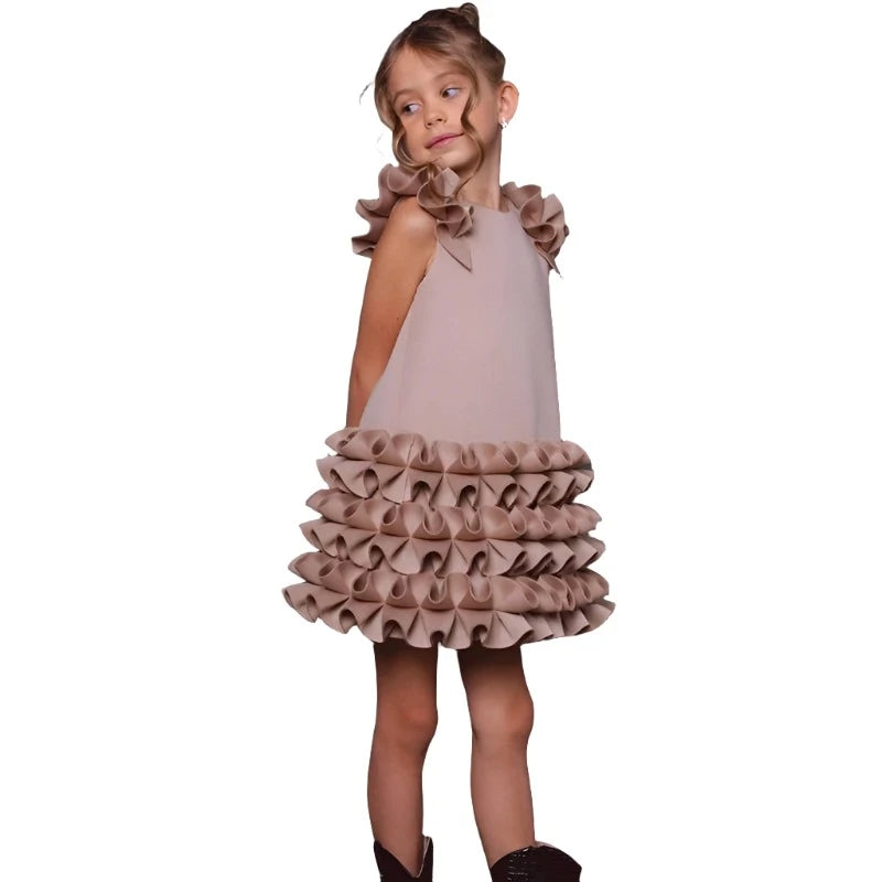 3D Pleated Ruffle Dress