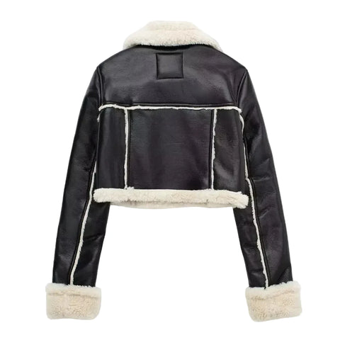 Leather Fur Buckle Jacket