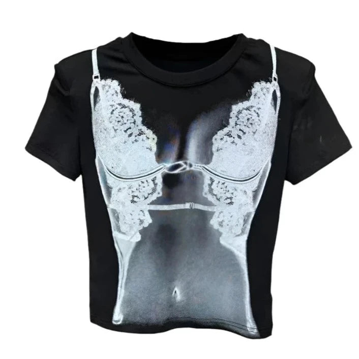 Lace Lingerie Print T-Shirt