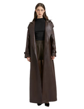 Load image into Gallery viewer, Long Belted Leather Coat
