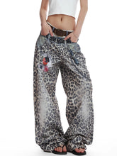Load image into Gallery viewer, 3D Print Patch Leopard Baggy Jeans
