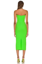 Load image into Gallery viewer, Neon Green Hollow Out Pencil Dress
