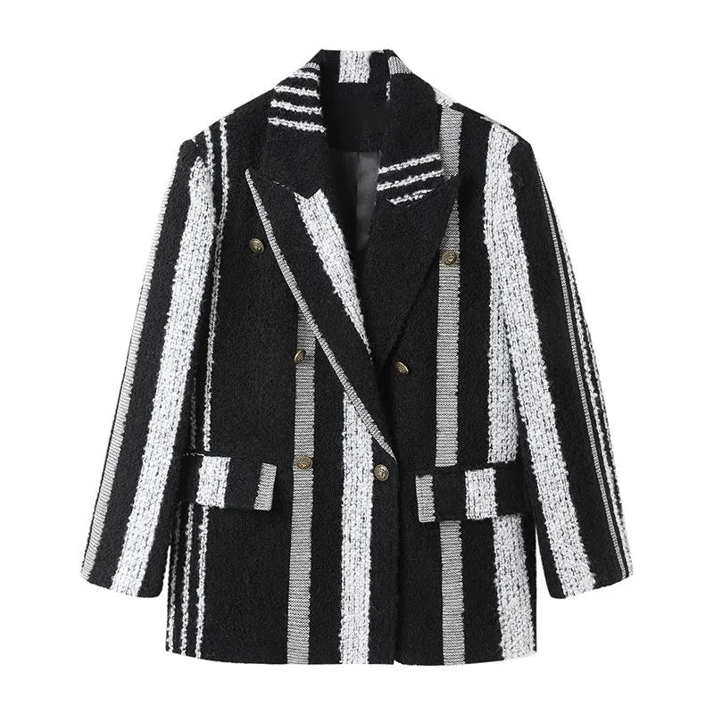 Striped Vintage Button Blazer Jacket