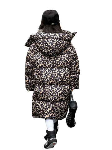 Leopard Print Puffer Coat