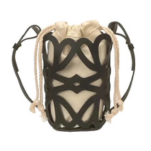 Load image into Gallery viewer, Leather Hollow Out Mini Bucket Hanbag
