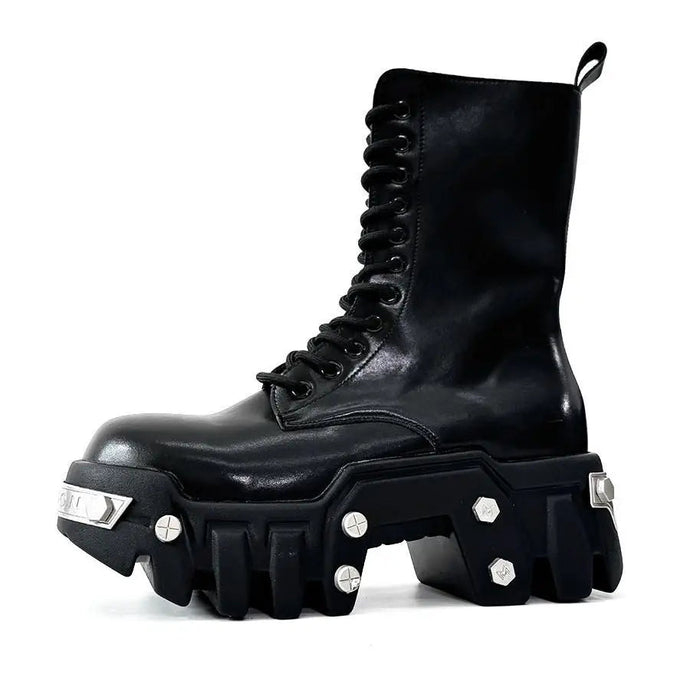 Thick PU Metal Boots-Modern Baby Las Vegas