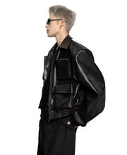 Load image into Gallery viewer, Multi-Pocket Short Leather Jacket
