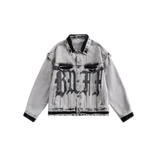 Load image into Gallery viewer, Detachable Sleeve Letter Printed Denim Jacket
