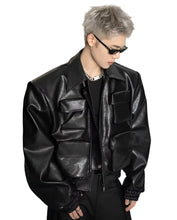 Load image into Gallery viewer, Multi-Pocket Short Leather Jacket
