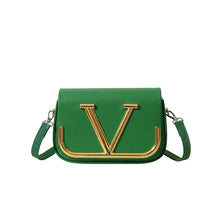 Load image into Gallery viewer, Gold Metal Leather Crossbody Handbag
