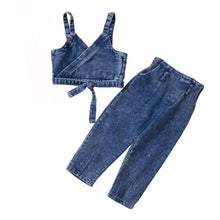 Load image into Gallery viewer, Cross Tank Denim Pant Set
