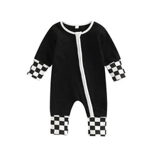 Load image into Gallery viewer, Checker Patch Zipper Romper
