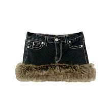 Load image into Gallery viewer, Fur Denim Bottom Skirt

