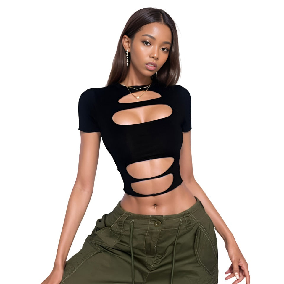 Ripped Hollow Out Crop Top