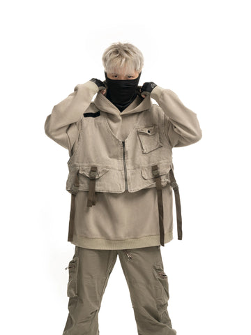 Vintage Wash Hoodie Vest-Modern Baby Las Vegas