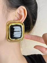 Load image into Gallery viewer, Square Gold Metal Lined Earrings
