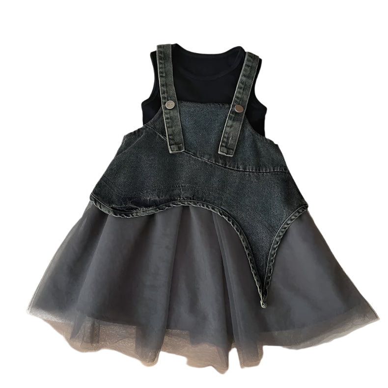 Patch Denim Overall Dress