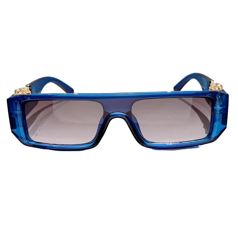 Luxury Rectangular Gold Accent Sunglasses