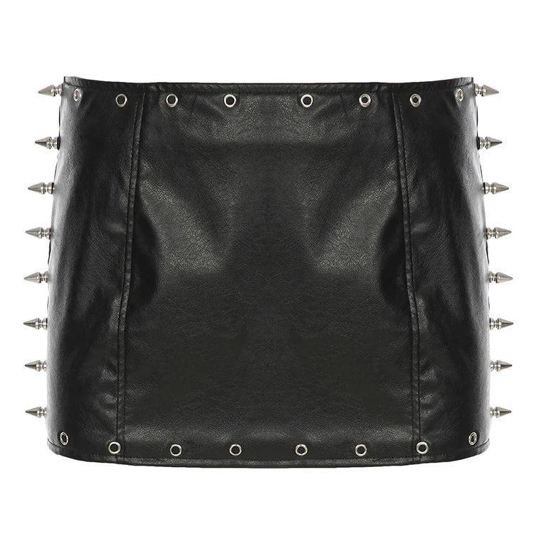 Punk Rockstar Leather Mini Skirt