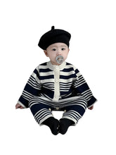 Load image into Gallery viewer, Striped Button Knitted Romper
