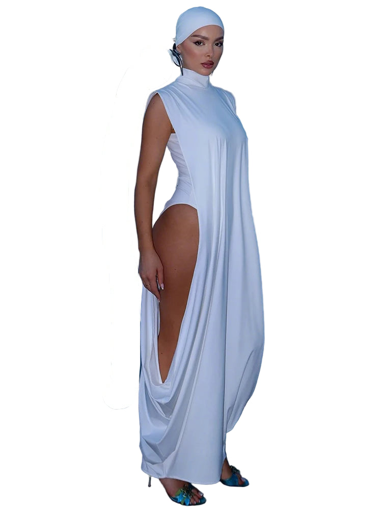 Hollow Out Turtleneck Dress Set