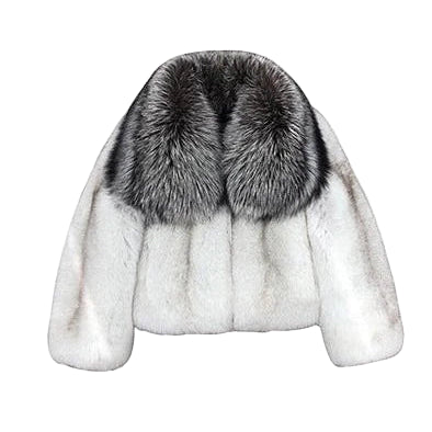 Grey And Black  Fox Fur Coat