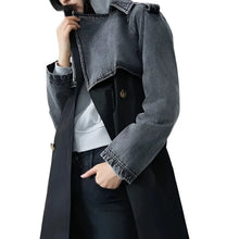 Load image into Gallery viewer, Denim Patch Trench Coat
