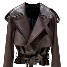 Load image into Gallery viewer, Vintage Belted Grain Leather Jacket

