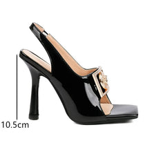 Load image into Gallery viewer, Gold Buckle Square-Toe Sandals
