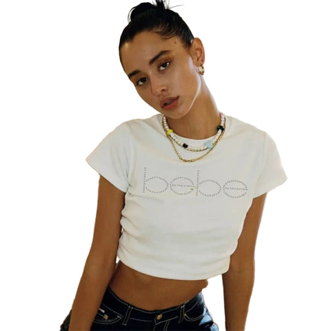 Cropped Rhinestone Letter Top