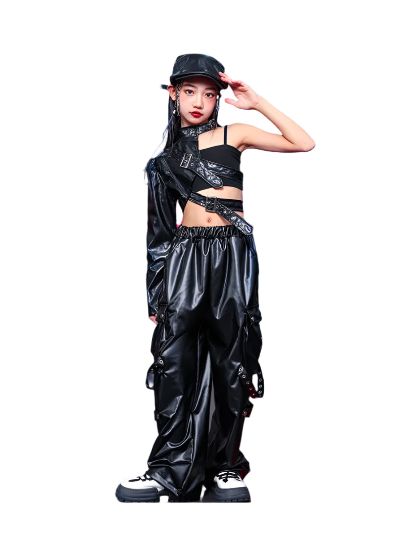 Futuristic Faux Leather Pant Set