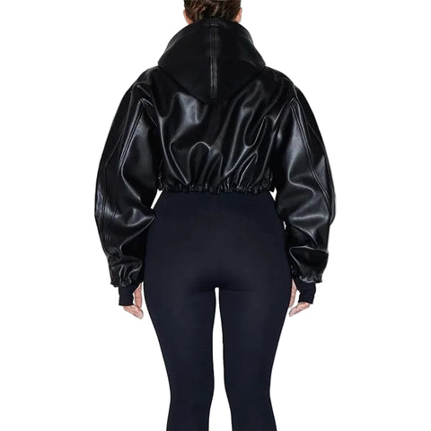 Black Cropped Puffer Coat